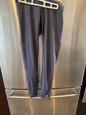 Champion Gray Leggings with Purple Piping